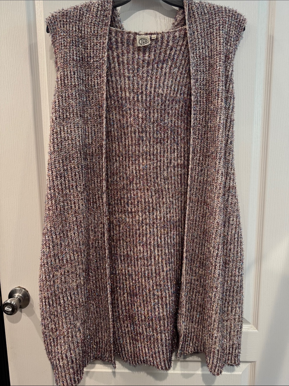 Rising International Metallic Sparkle Long Open Front Vest Duster L/XL